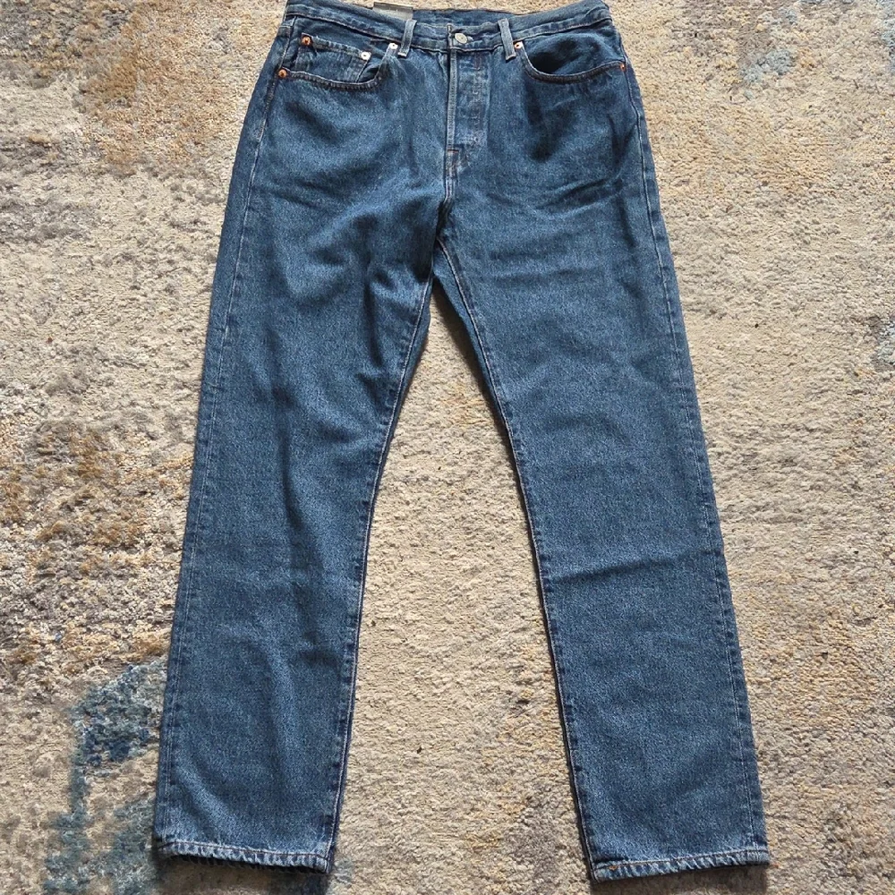 Levi's 501 High Rise Straight Leg Classic Blue Jeans - Picture 2 of 9